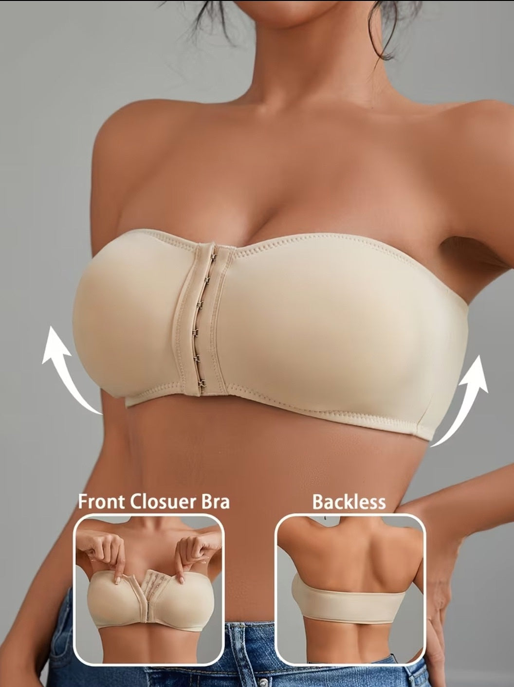Soutiens-gorge bandeau à rembourrage amovible sans bretelles taille S M L