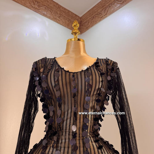 Tenue de danse orientale détaillé en noir Grande Taille 3XL4XL