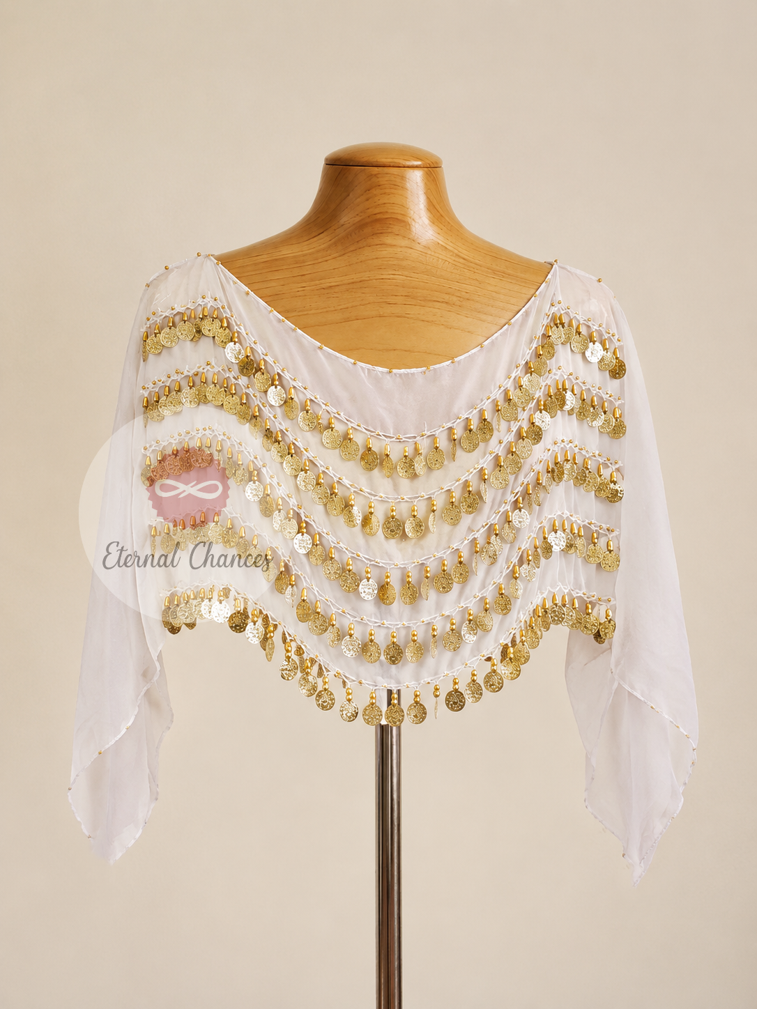 Ceinture danse orientale blanc doré