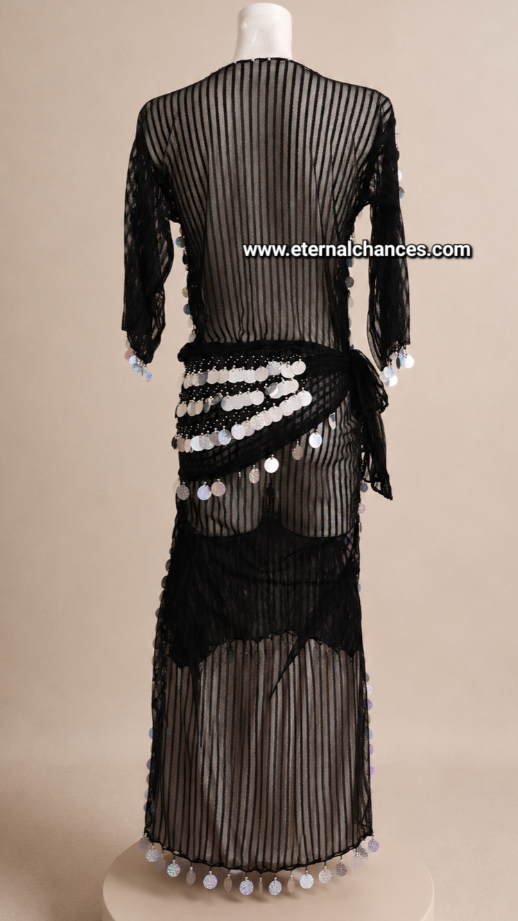 Tenue argentée danse orientale avec ceinture taille unique standard S M L