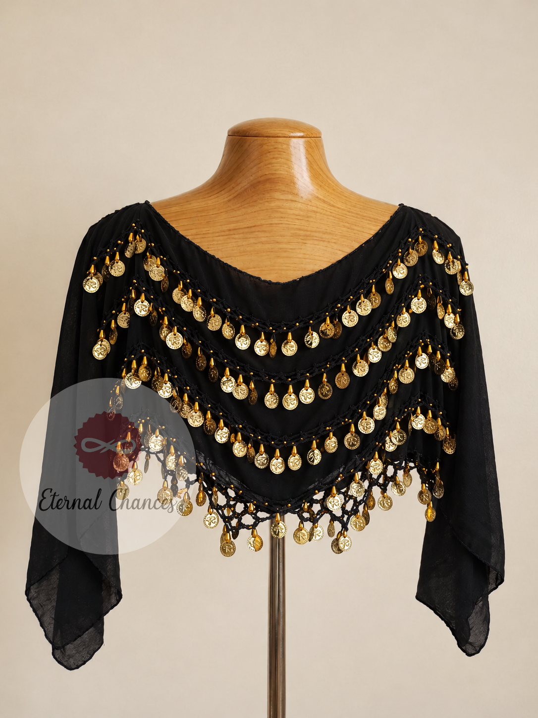 Ceinture danse orientale noir doré