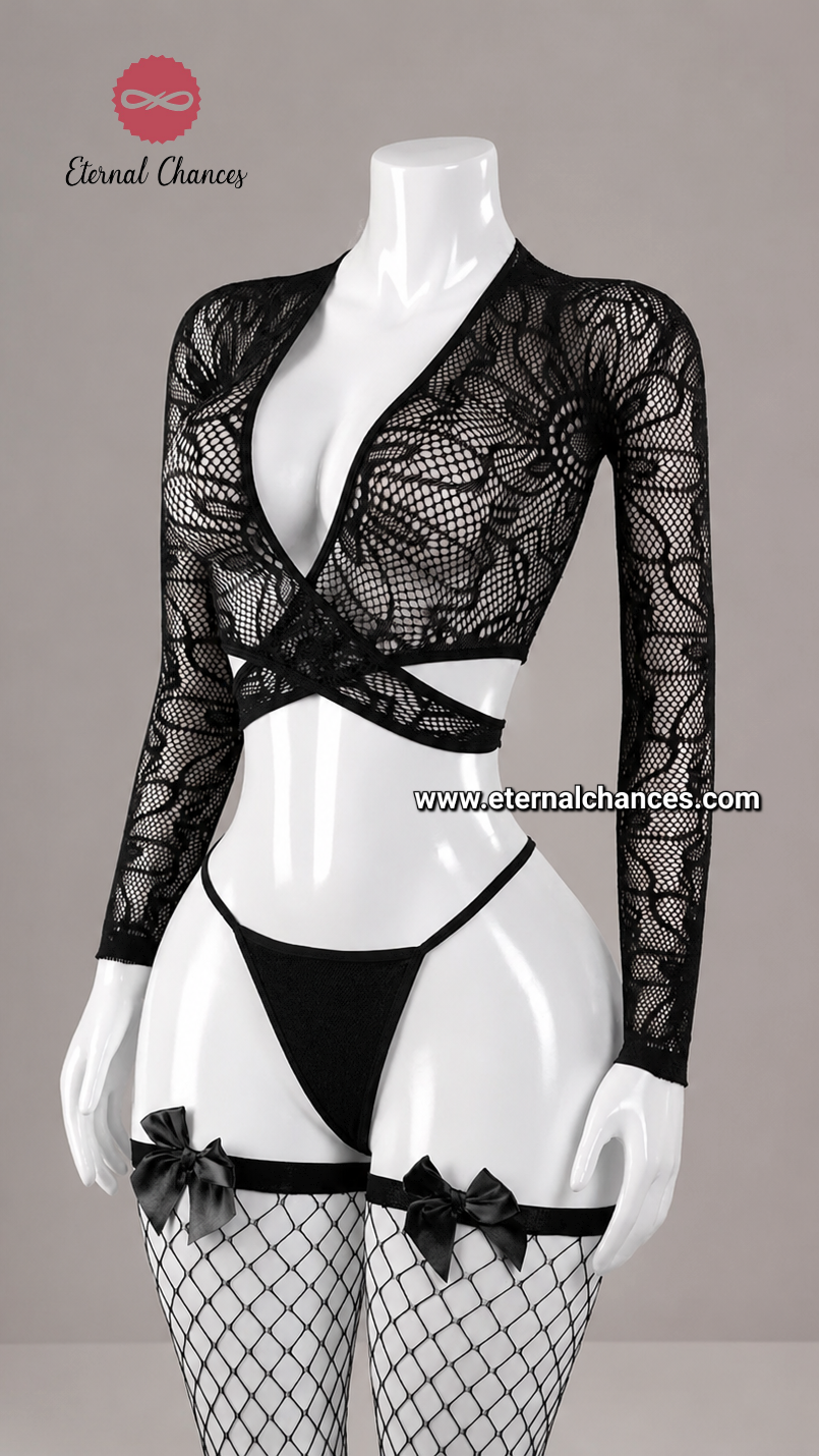 Ensemble noir 3 pièces élastique taille unique