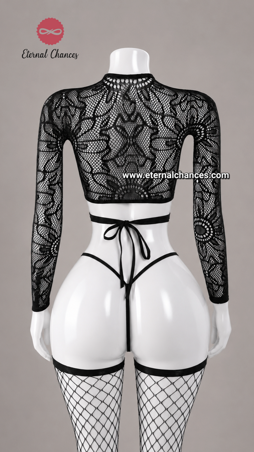 Ensemble noir 3 pièces élastique taille unique
