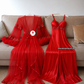 Édition Royale - Ensemble long rouge déshabillé + Nuisette (taille standard)