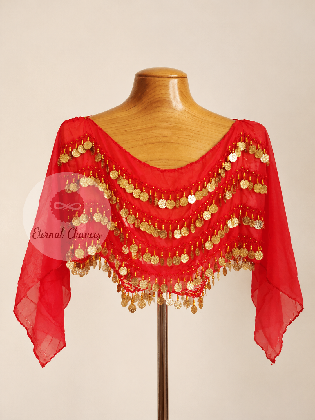 Ceinture danse orientale rouge doré