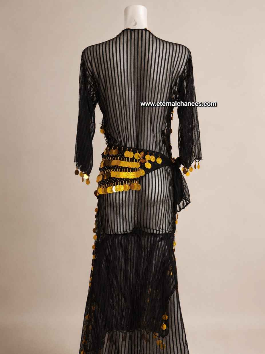 Tenue dorée danse orientale avec ceinture taille unique standard S M L