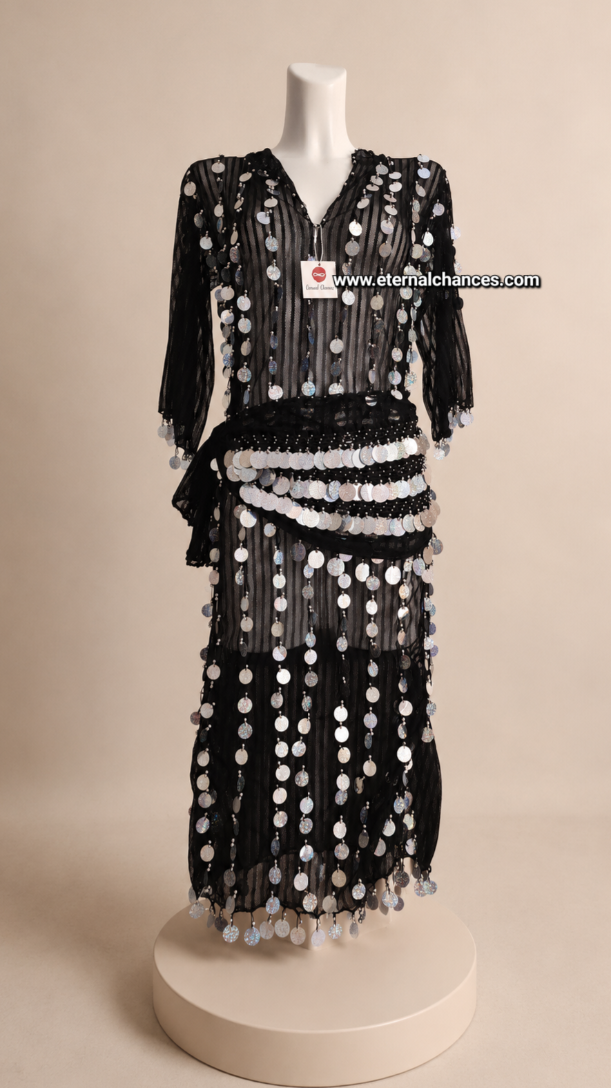 Tenue argentée danse orientale avec ceinture taille unique standard S M L