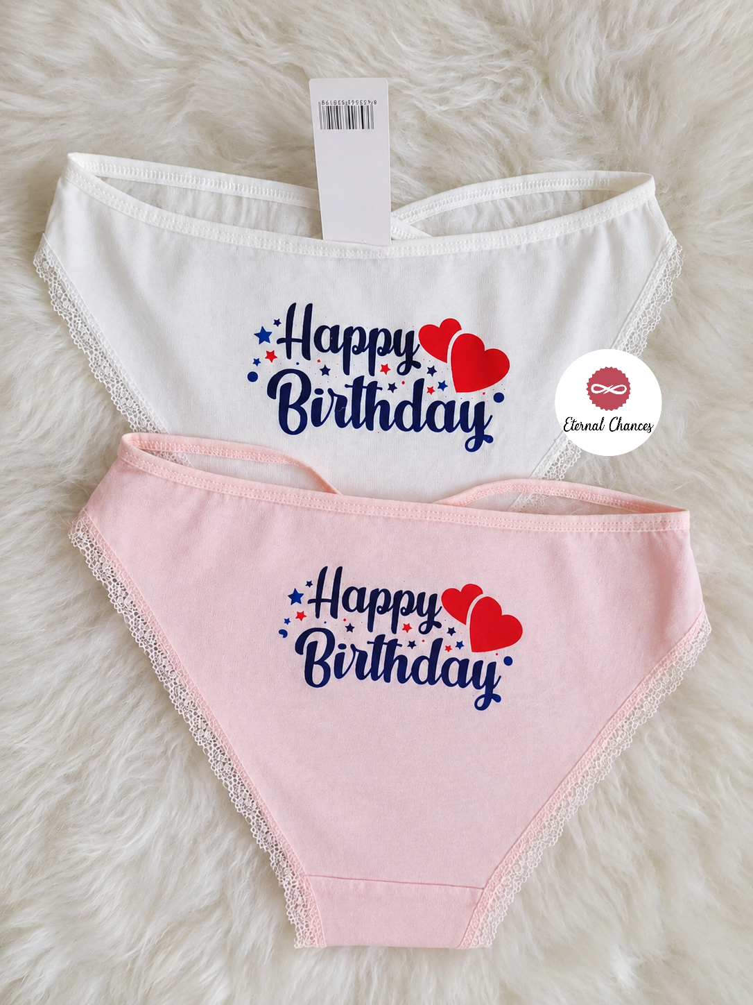 Culotte Femme Coton Imprimée «Happy Birthday» taille SM/LXL