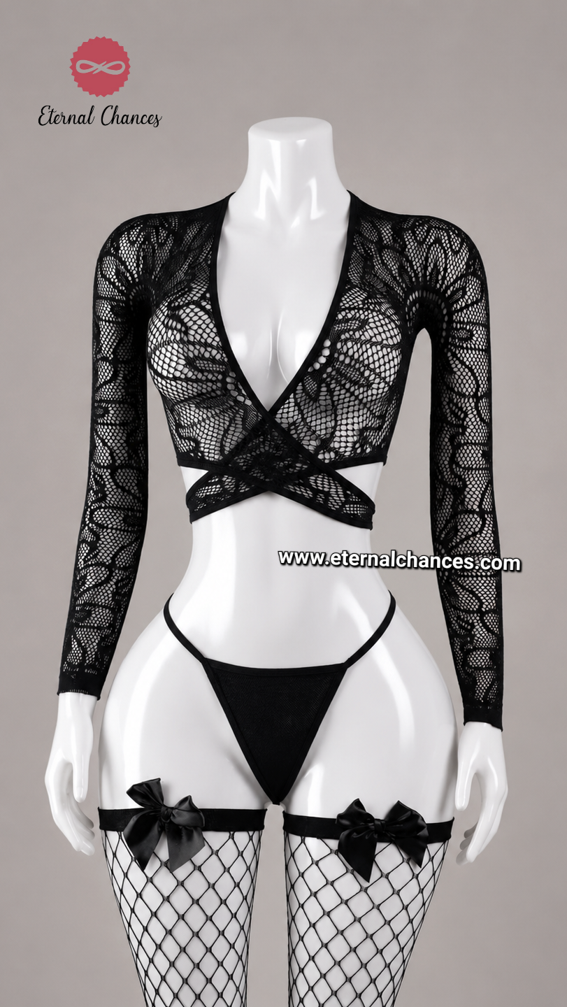 Ensemble noir 3 pièces élastique taille unique