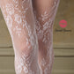 Collant blanc à fleurs en dentelle et maille