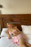Nuisette robe satinée rose bébé S M L XL