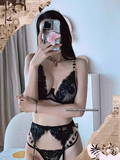 Ensemble lingerie noir 3 pièces Taille S M L