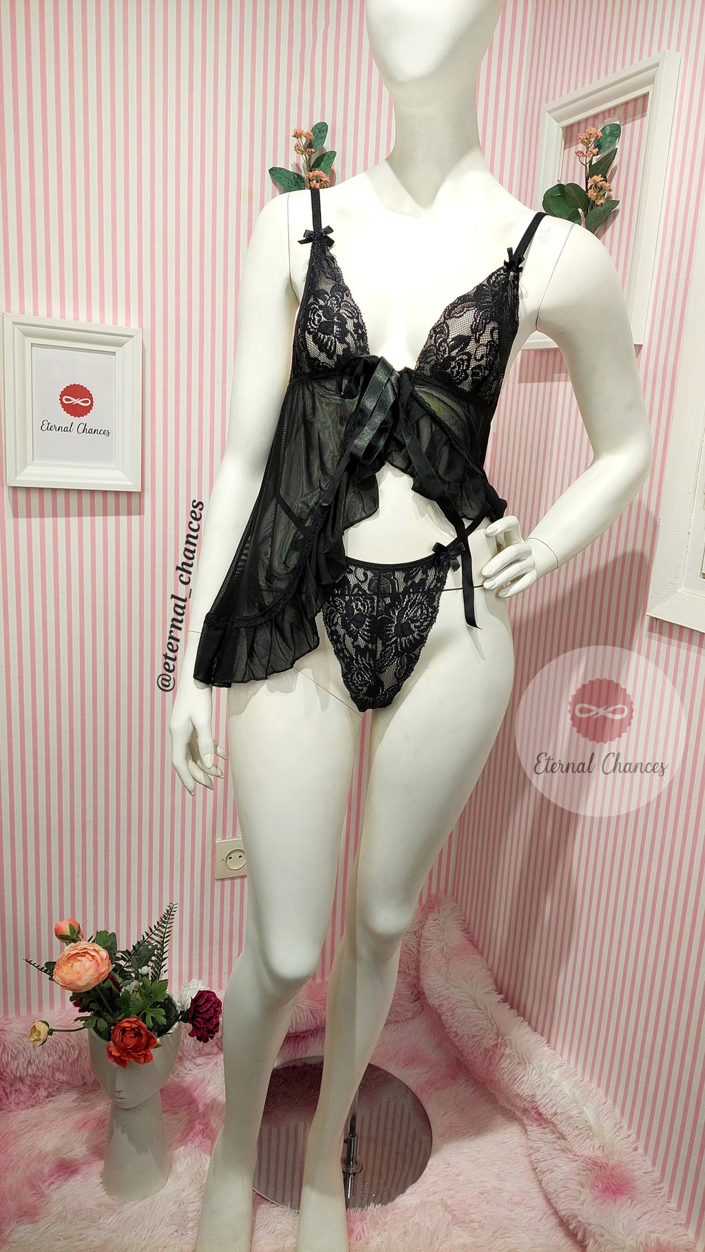 Ensemble transparent nuisette + tanga string disponible en 2 tailles (SM - LXL)