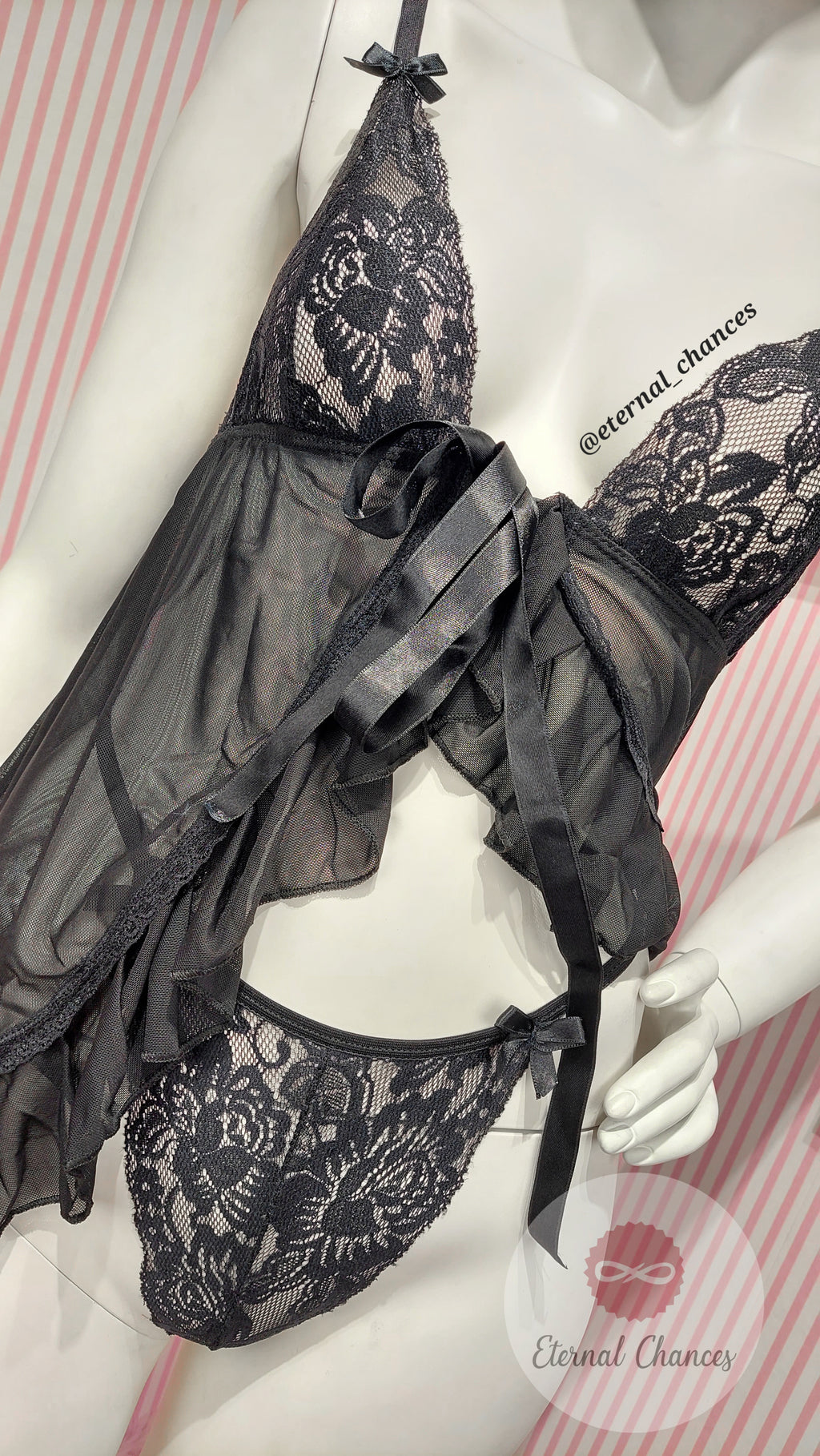 Ensemble transparent nuisette + tanga string disponible en 2 tailles (SM - LXL)