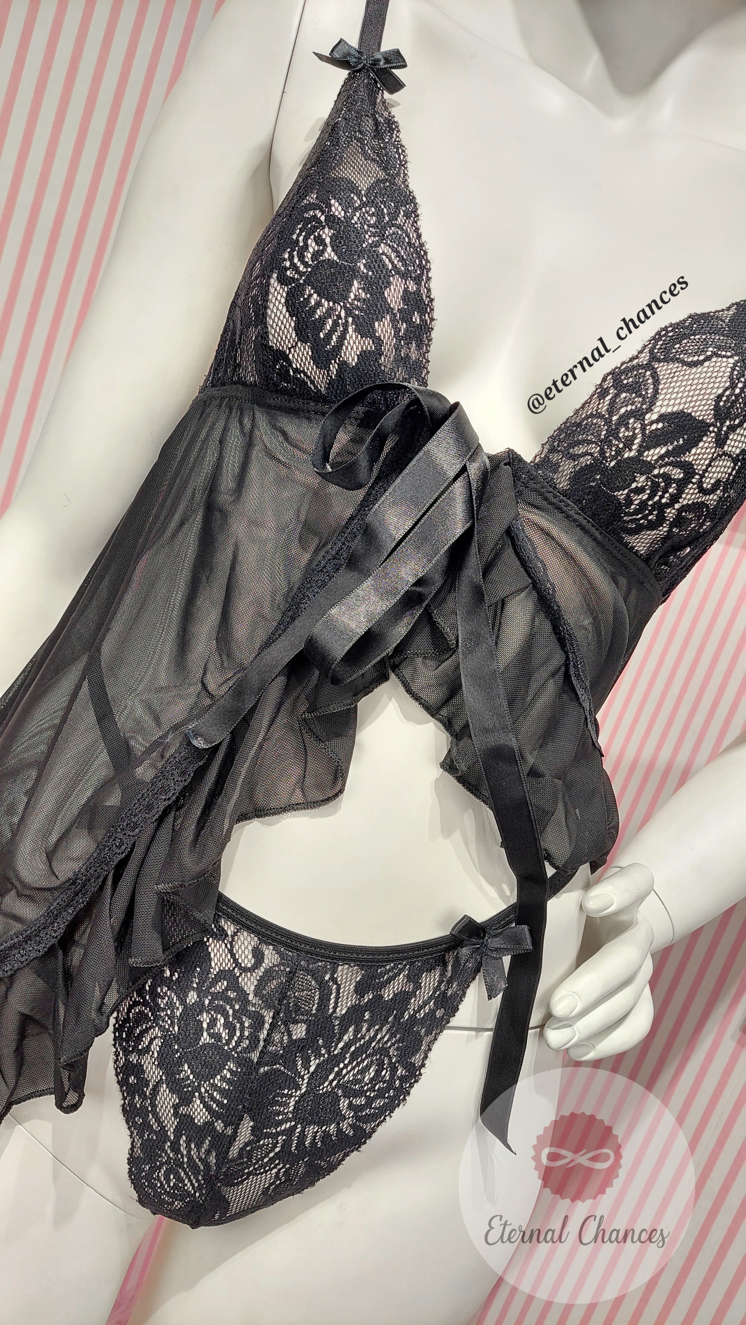 Ensemble transparent nuisette + tanga string disponible en 2 tailles (SM - LXL)