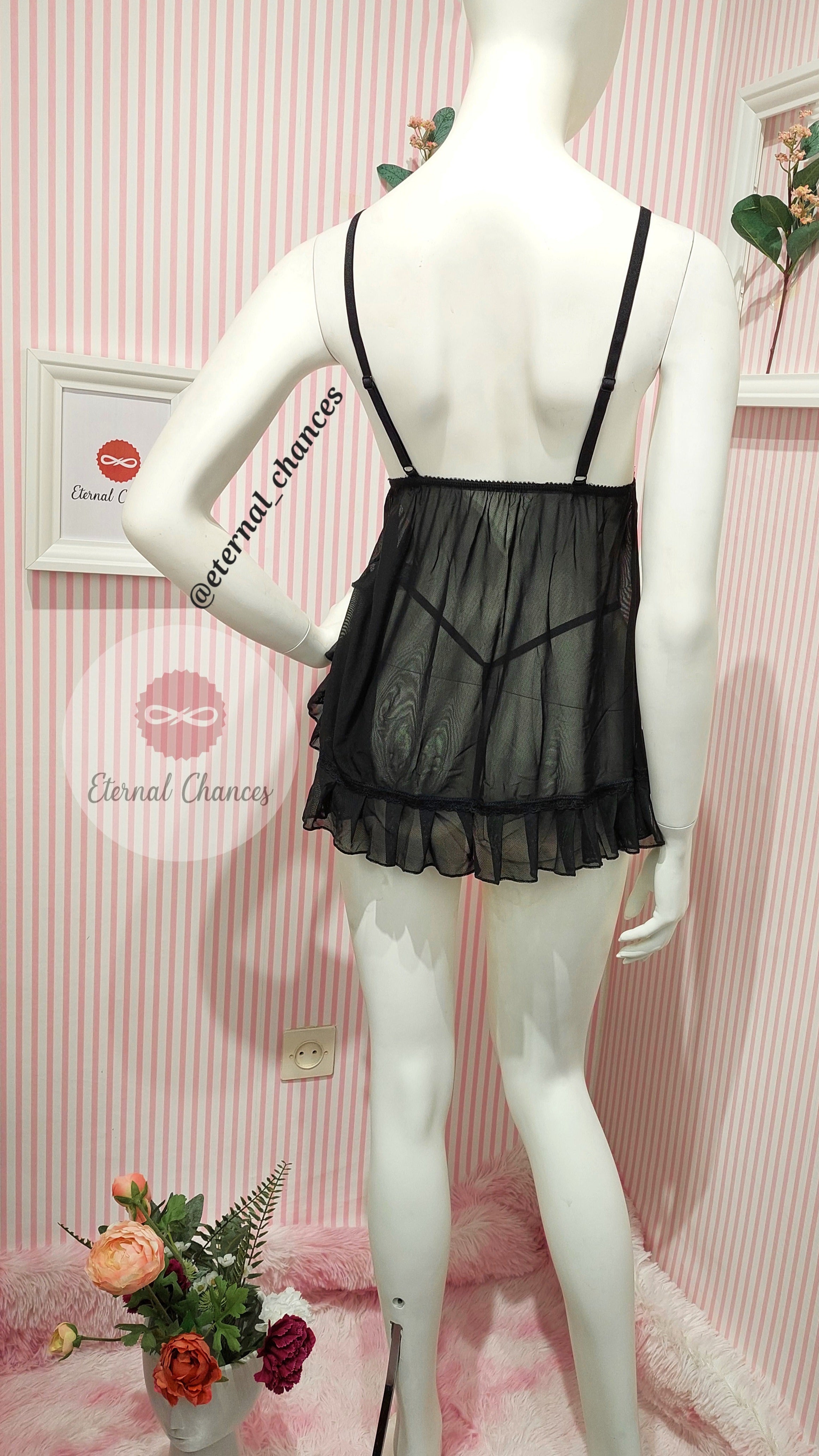 Ensemble transparent nuisette + tanga string disponible en 2 tailles (SM - LXL)
