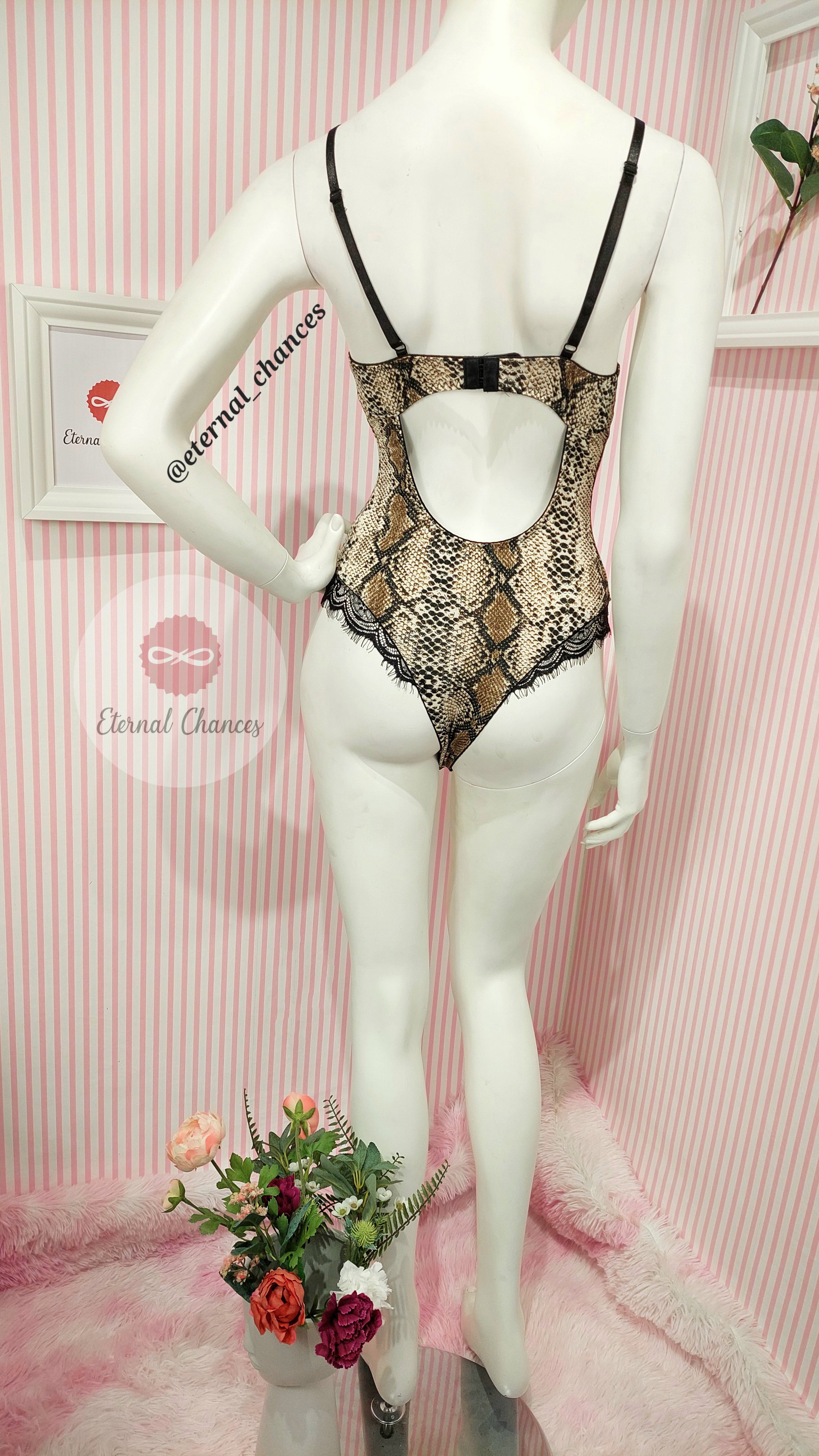 Bodysuit motif serpent détaillé en dentelle (S+M)