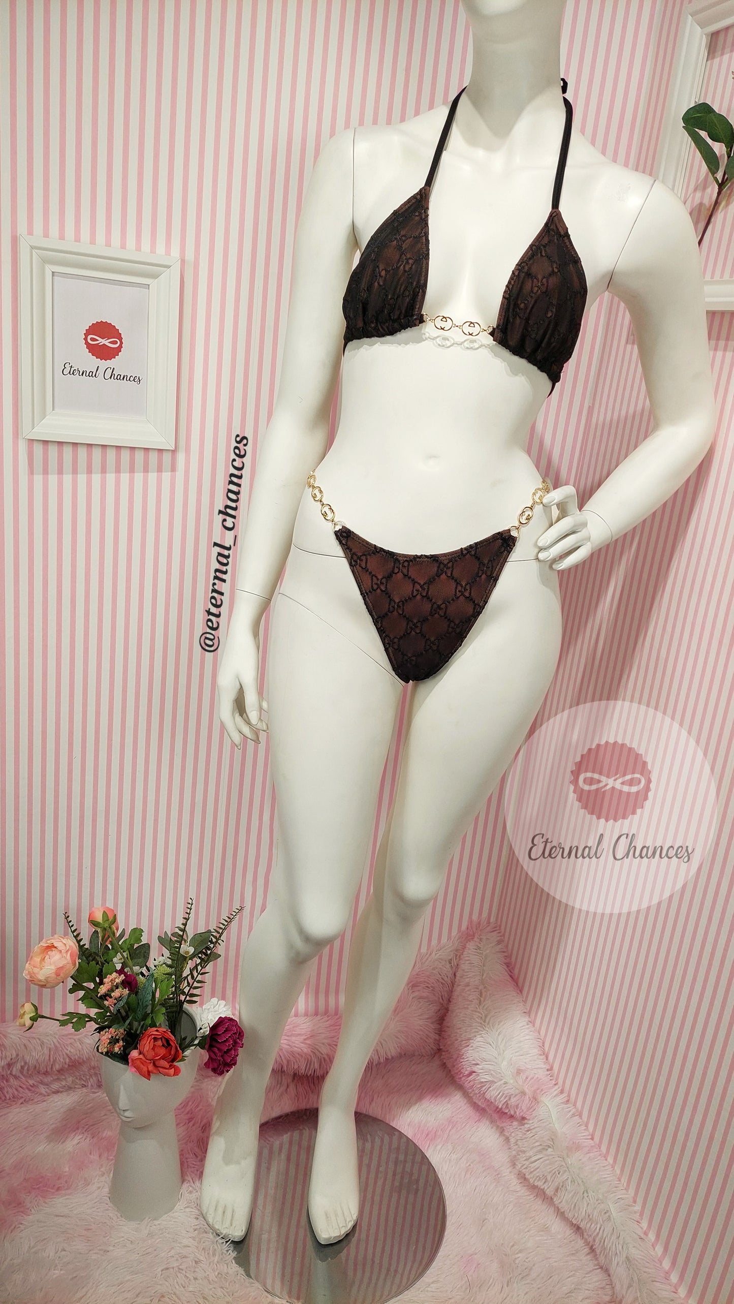 Bikini "GUCCI" a chaine doré (M)