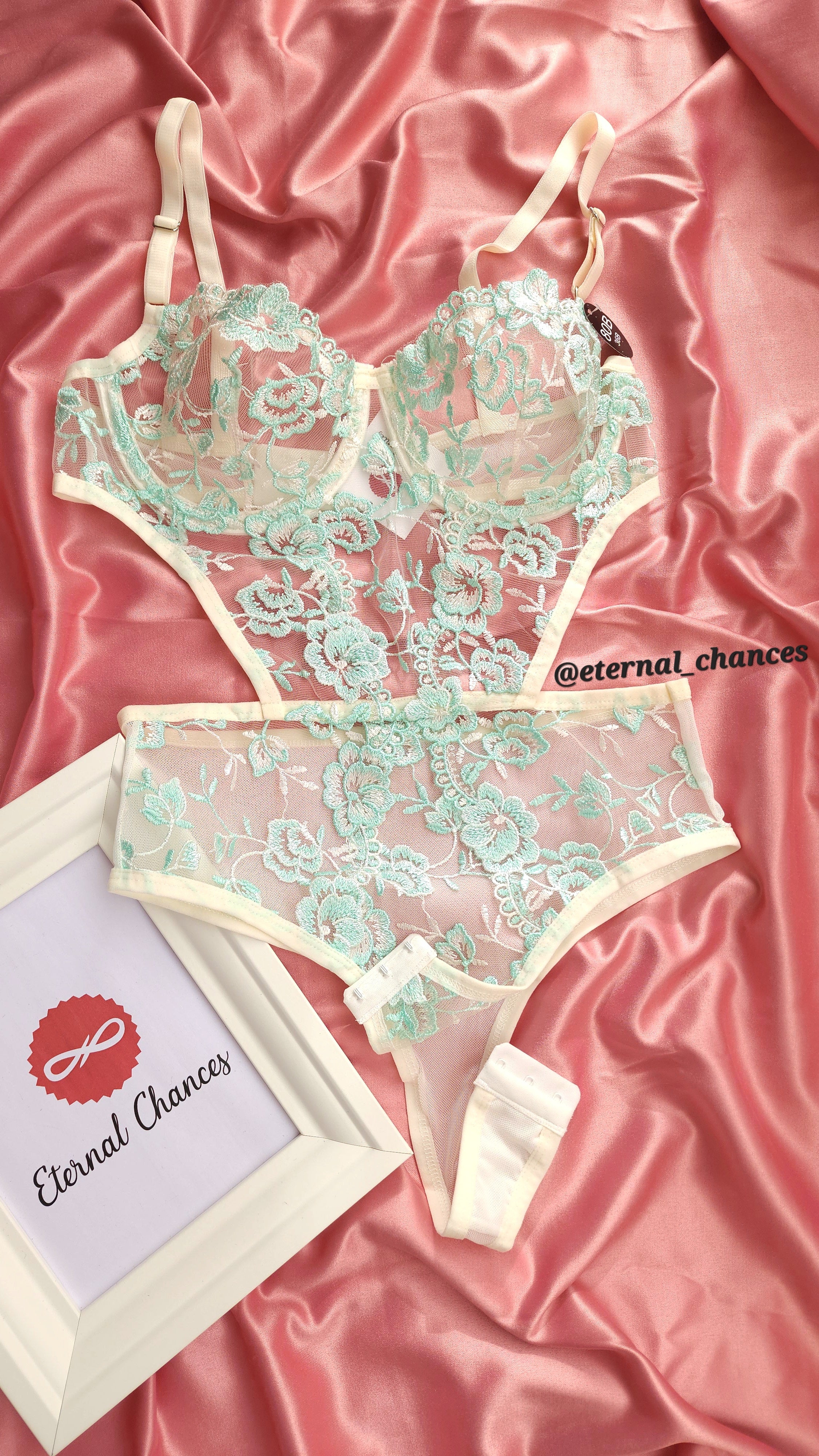 Body-lingerie transparent en dentelle brodée S M L XL